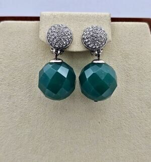 Carolee Lux Green Dangle With Pave Statement Clip On Earrings